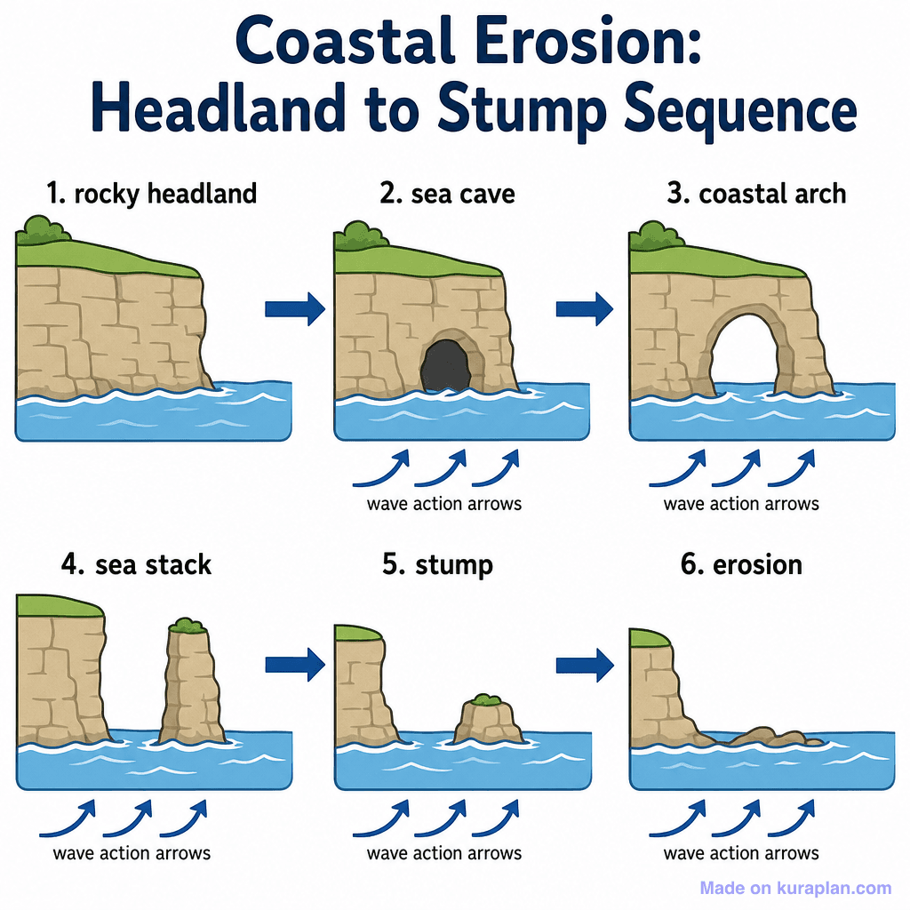 Coastal Erosion: Headland to Stump Sequence (simple)