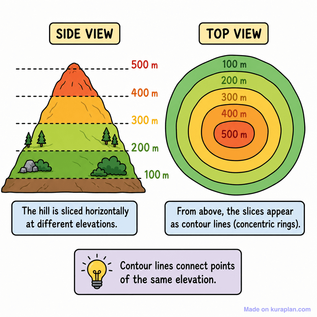 Contour Lines Hill Diagram