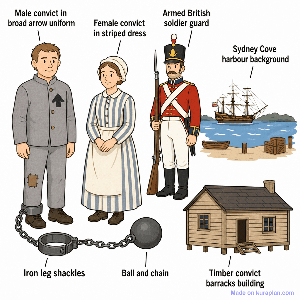 Convicts in Early Sydney – Penal Colony Life & Uniforms (simple)