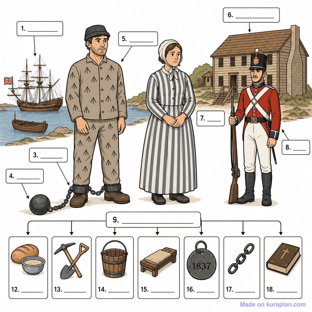 Convicts in Early Sydney – Penal Colony Life & Uniforms (detailed, unlabeled)