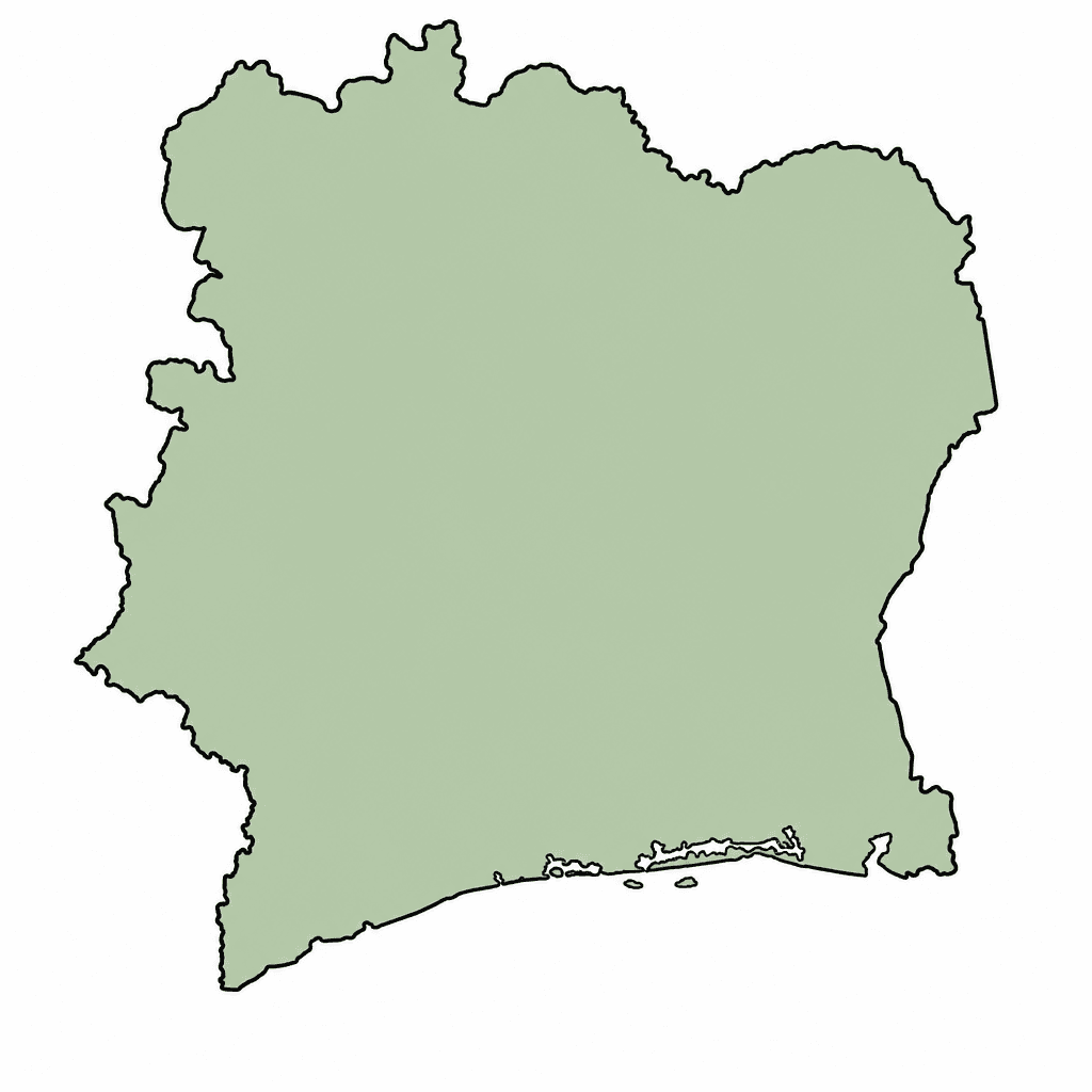 Côte d'Ivoire (Ivory Coast) Map Outline