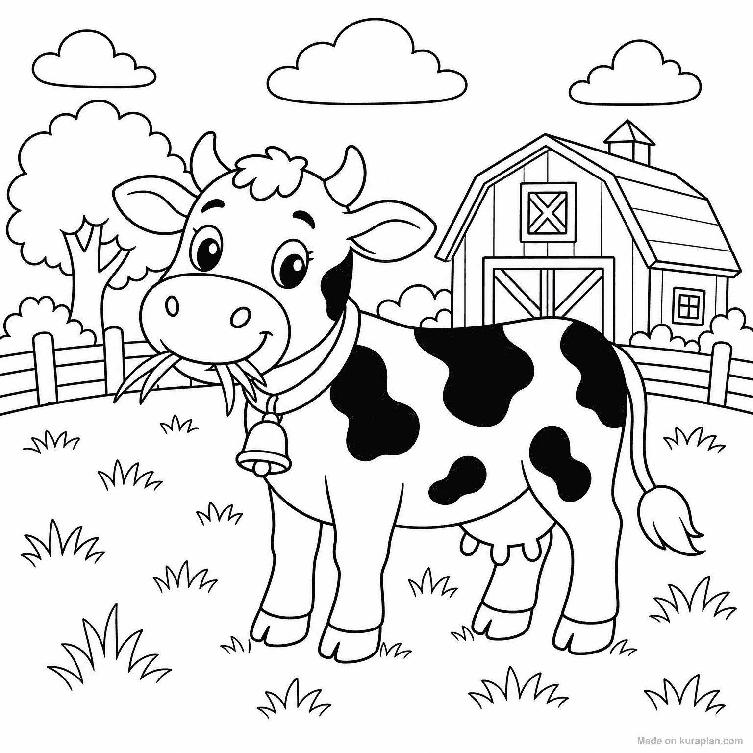 Dairy Cow in Pasture — Coloring Page