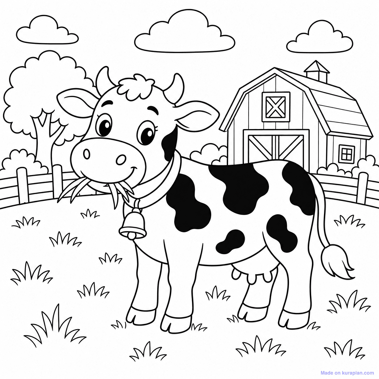 Dairy Cow in Pasture — Coloring Page