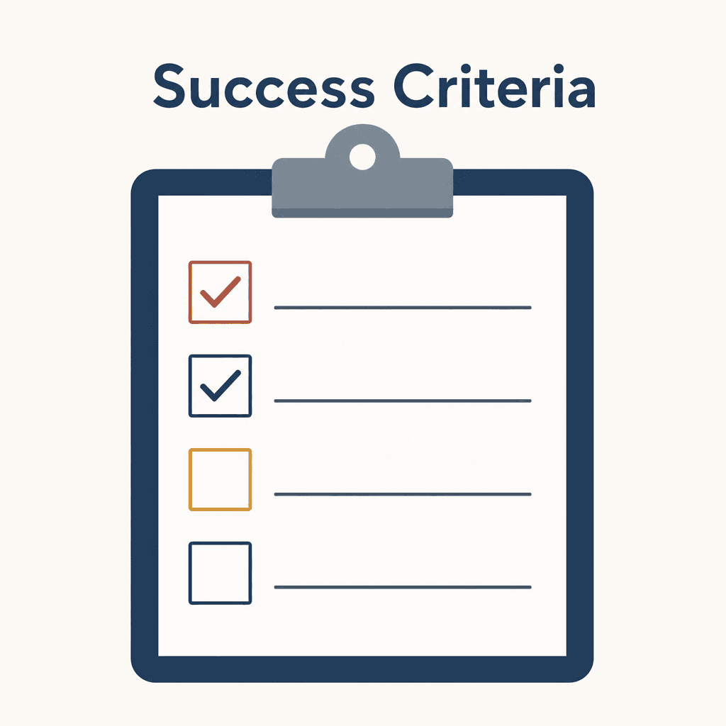 Success criteria checklist (clipboard)