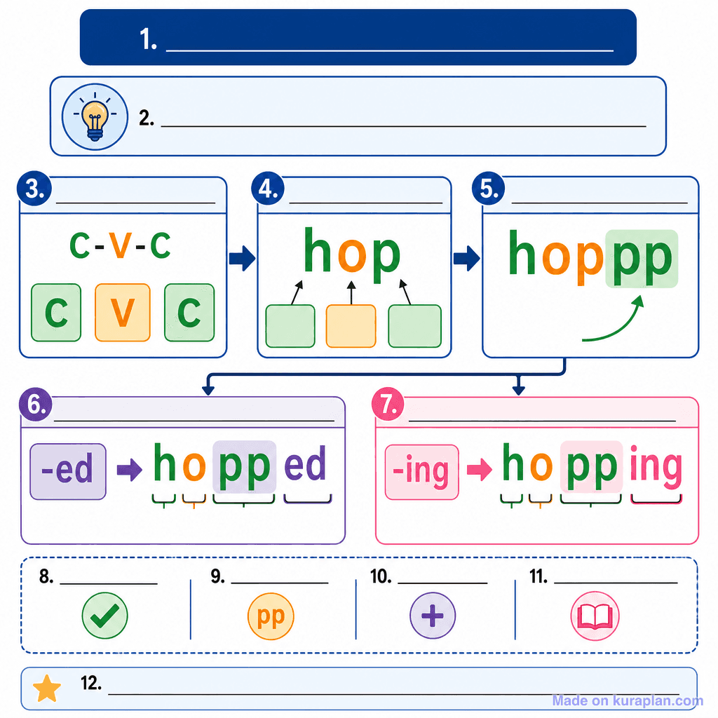 CVC Doubling Rule for Spelling (Suffixes) (detailed, unlabeled)