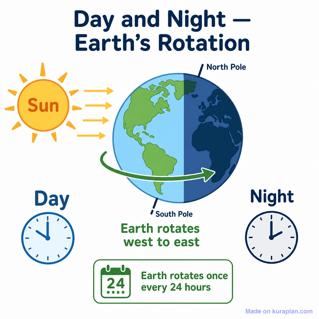 Day and Night — Earth's Rotation (simple)