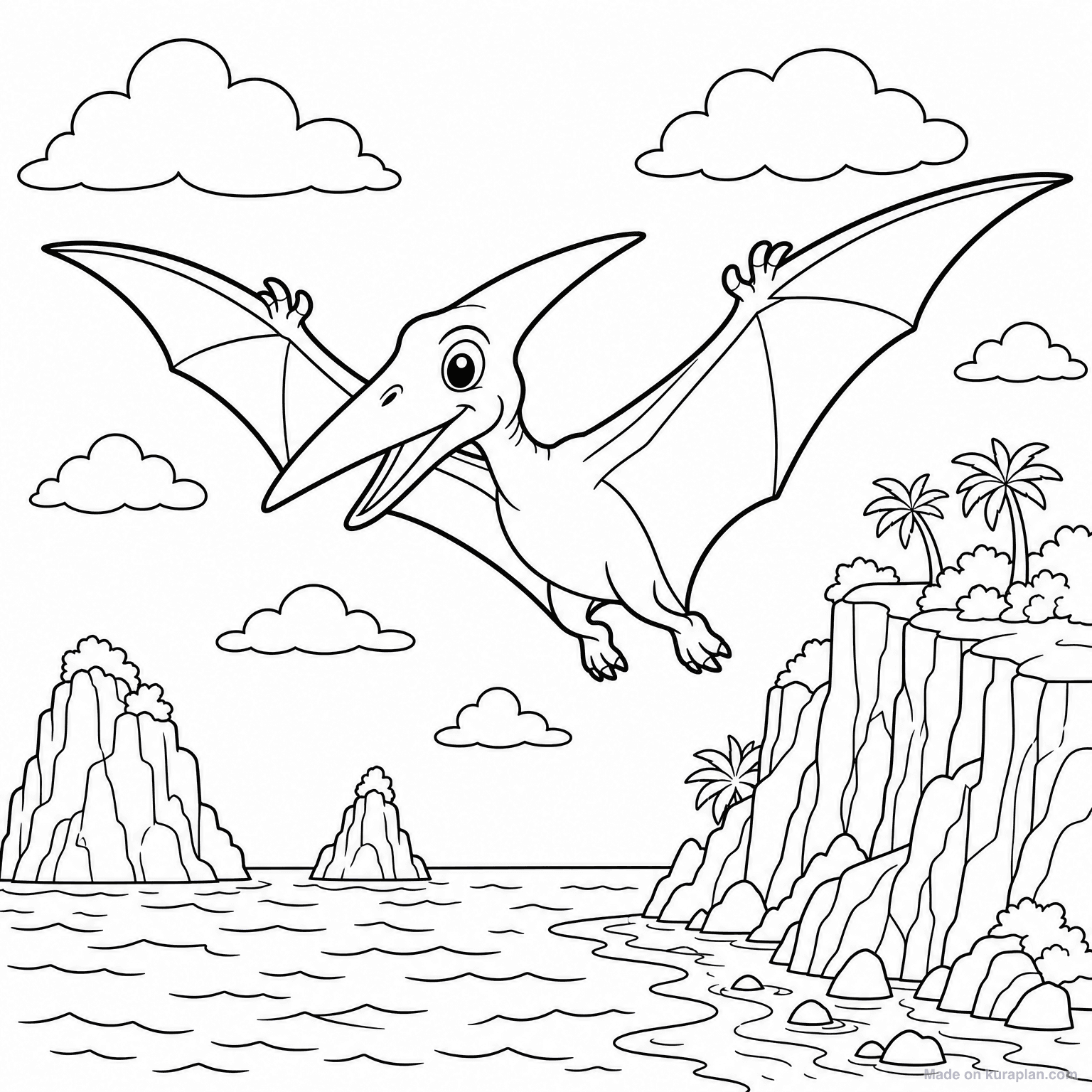 Pterodactyl Flying — Coloring Page
