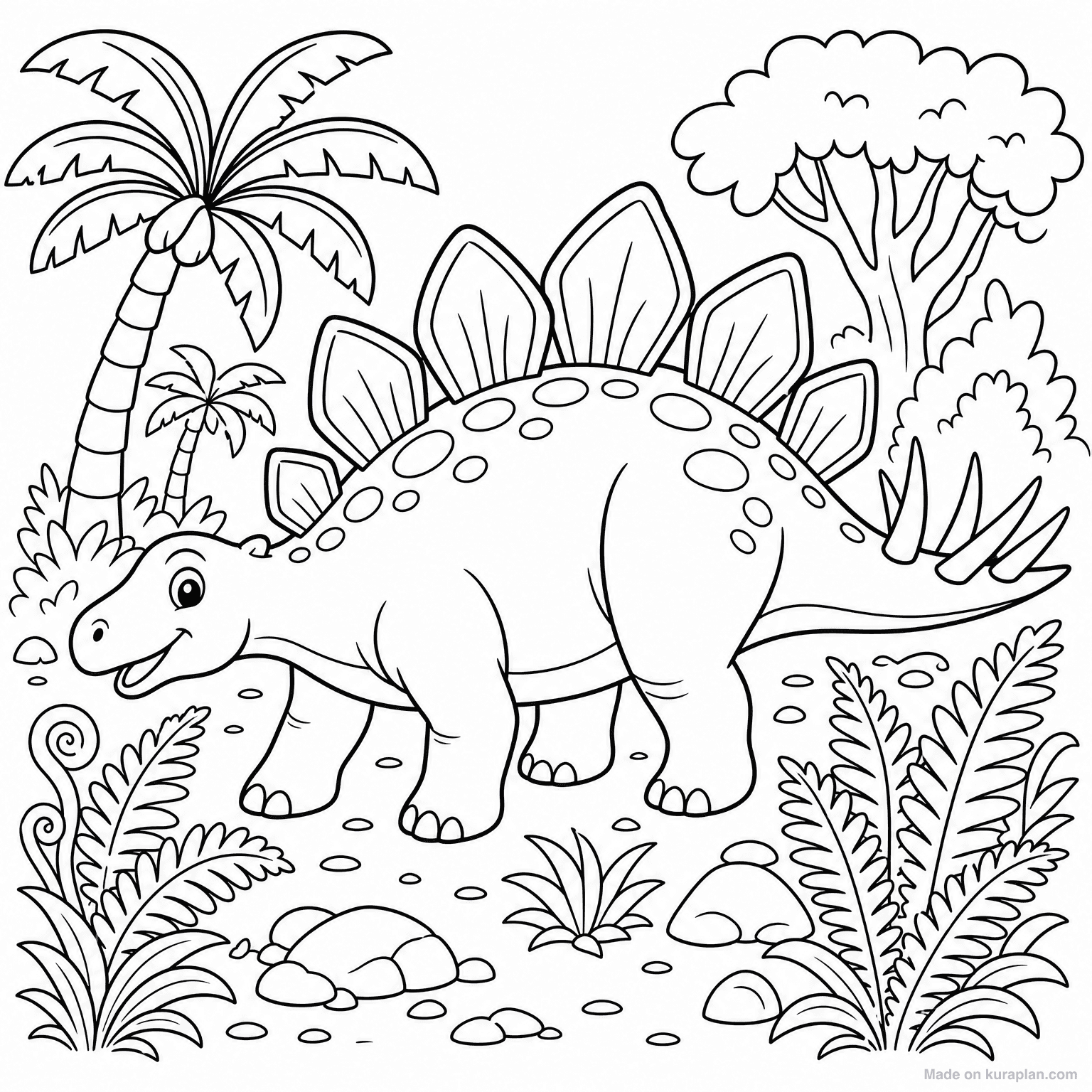 Stegosaurus with Plates — Coloring Page