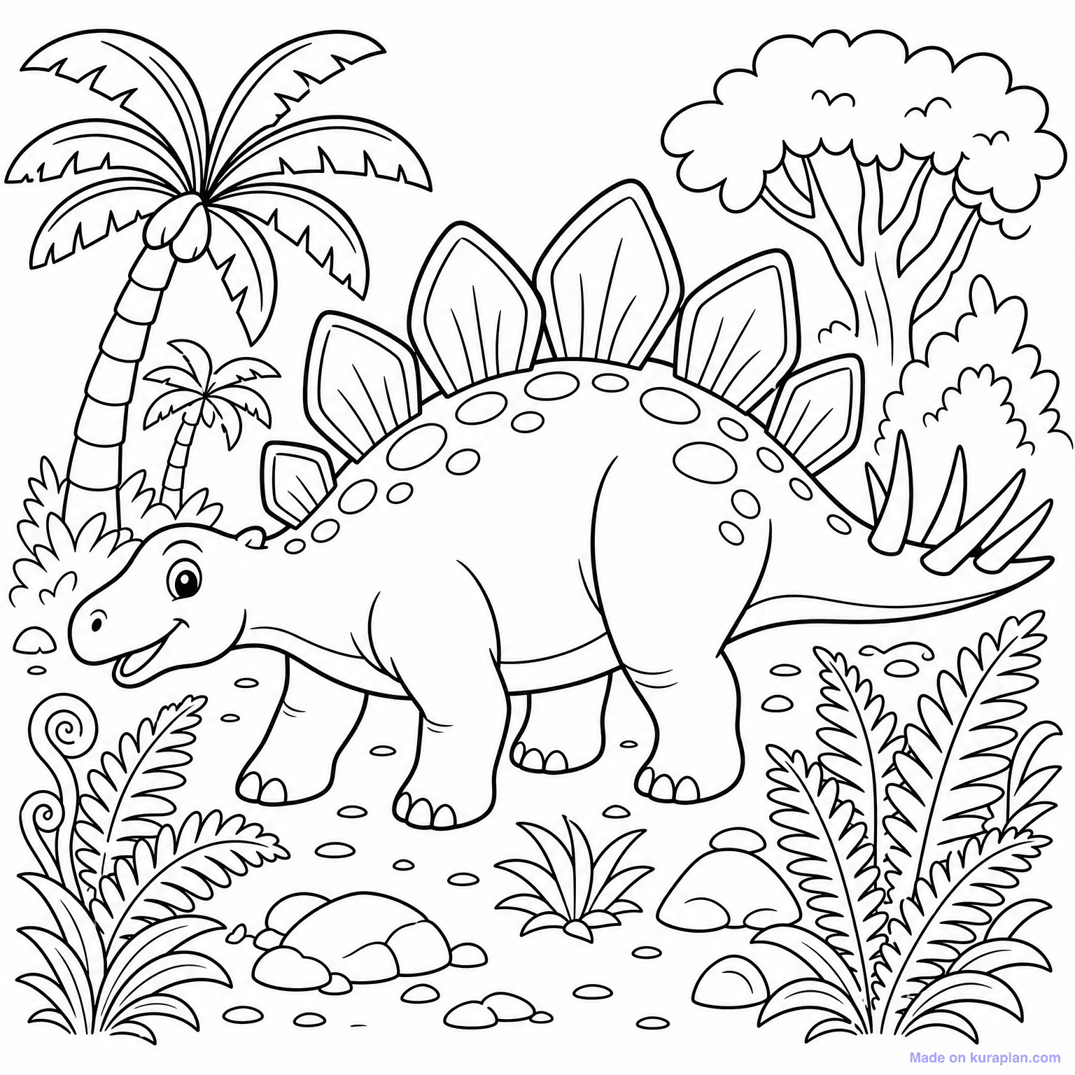 Stegosaurus with Plates — Coloring Page