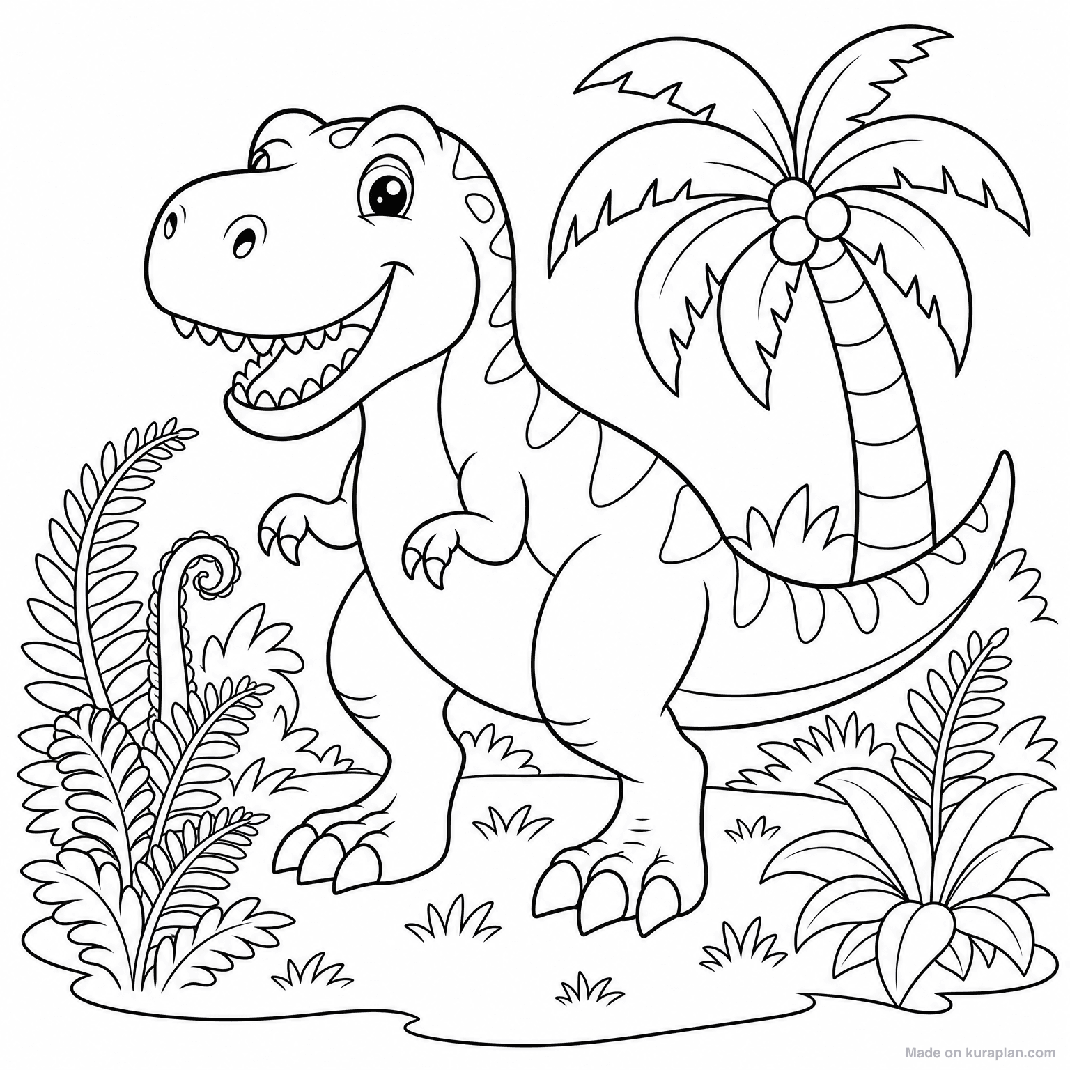 Friendly T-Rex — Coloring Page