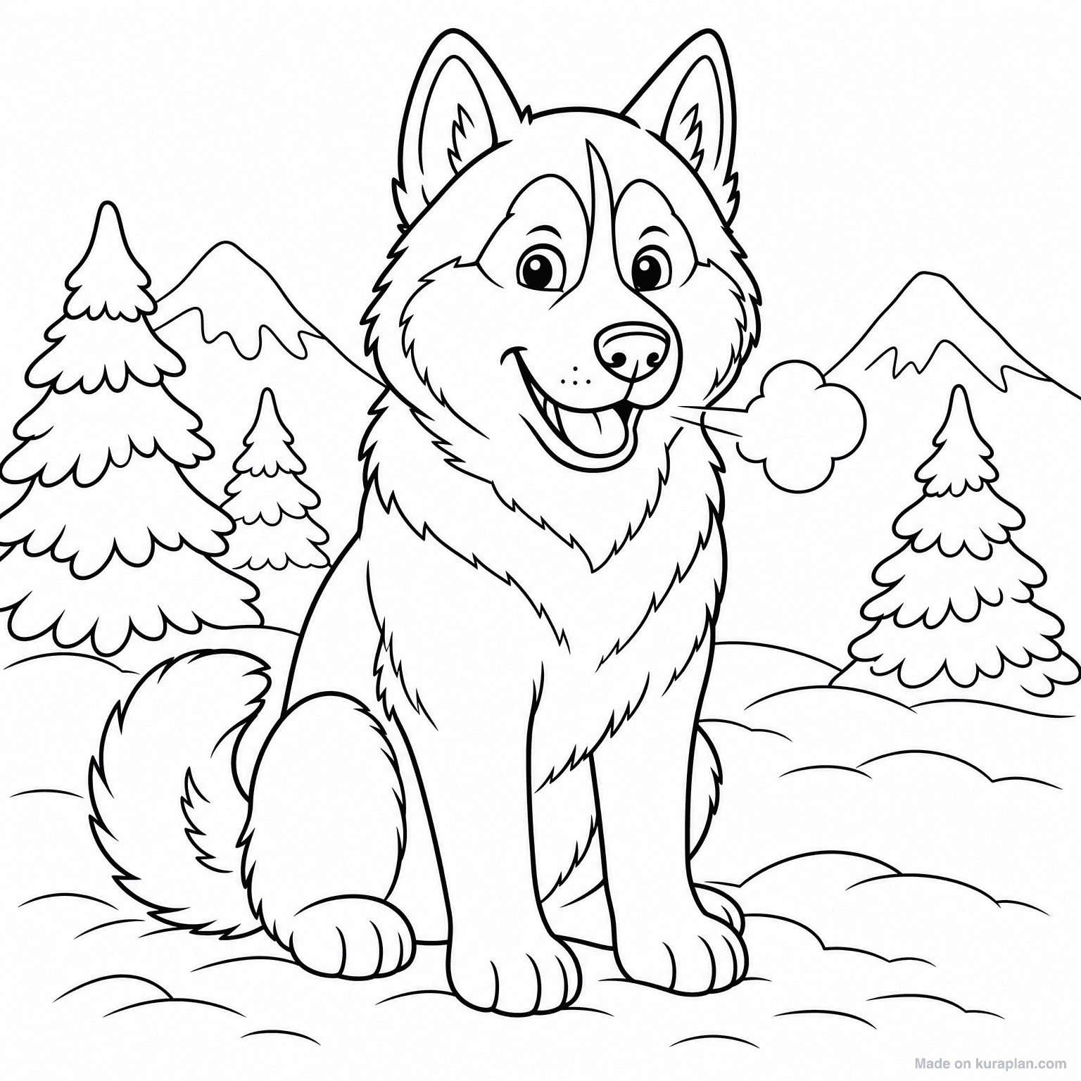 Siberian Husky — Coloring Page