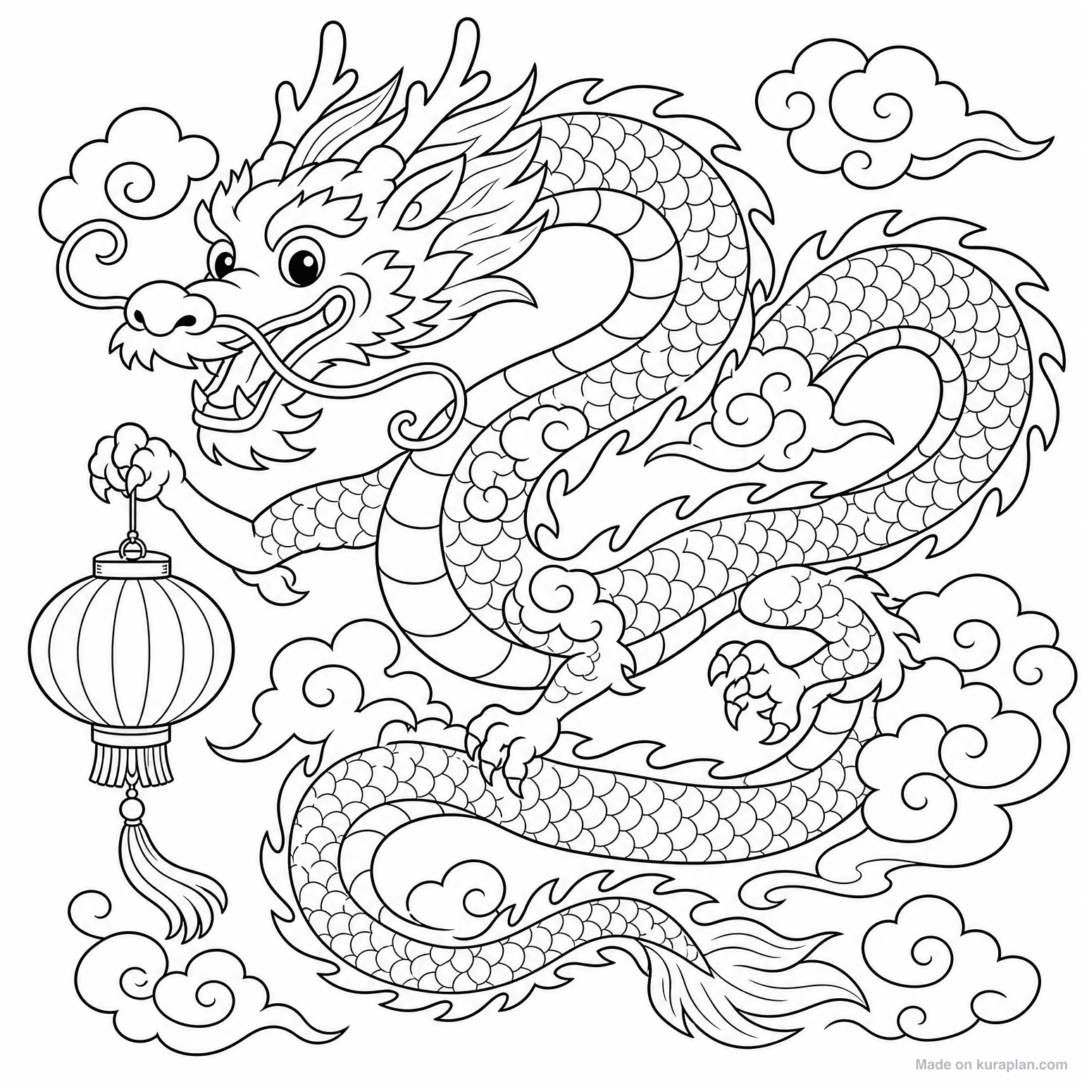Eastern-Style Dragon — Coloring Page