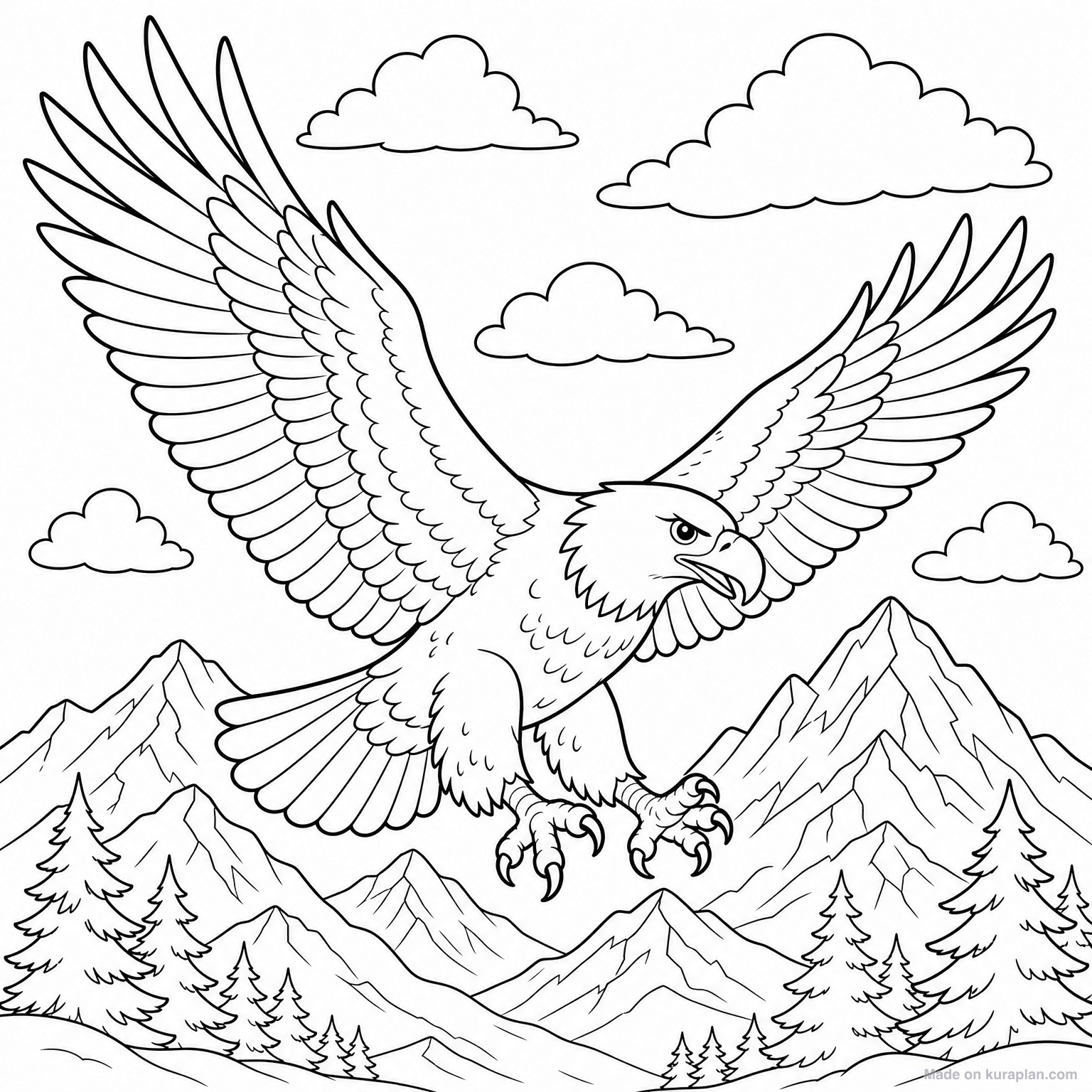 Bald Eagle in Flight — Coloring Page