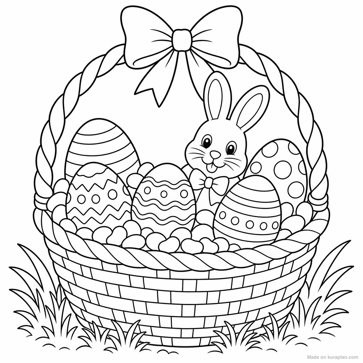 Easter Basket with Treats — Coloring Page