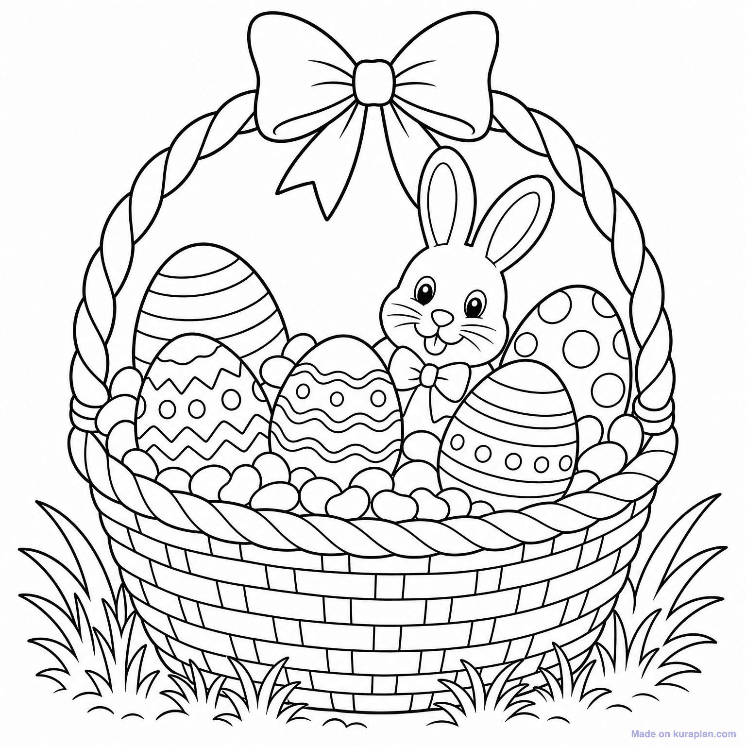 Easter Basket with Treats — Coloring Page