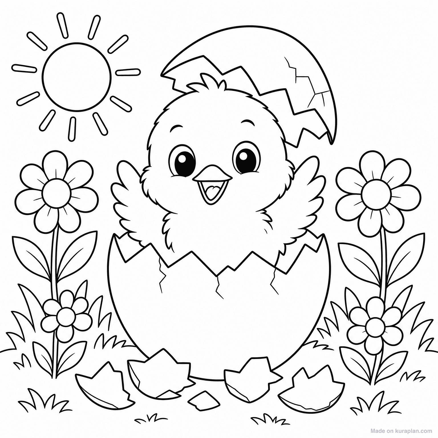 Easter Chick Hatching from Egg — Coloring Page