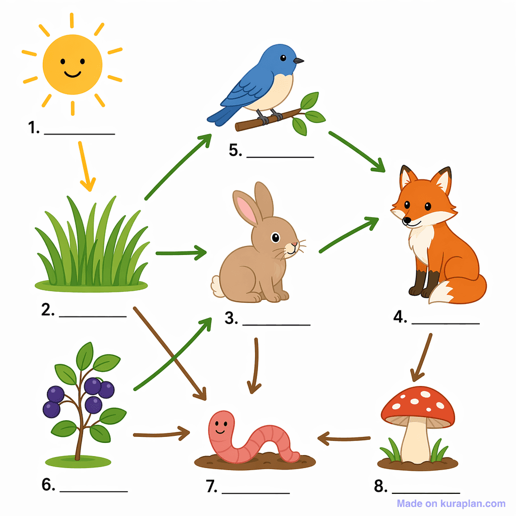 Ecosystem Food Web (simple, unlabeled)