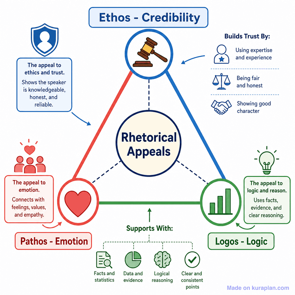 Ethos, Pathos & Logos – Rhetorical Triangle (detailed)