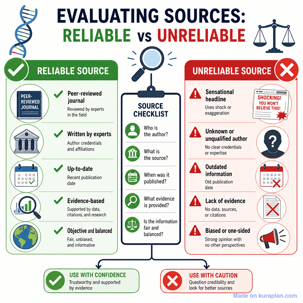 Evaluating Sources: Reliable vs Unreliable (detailed)