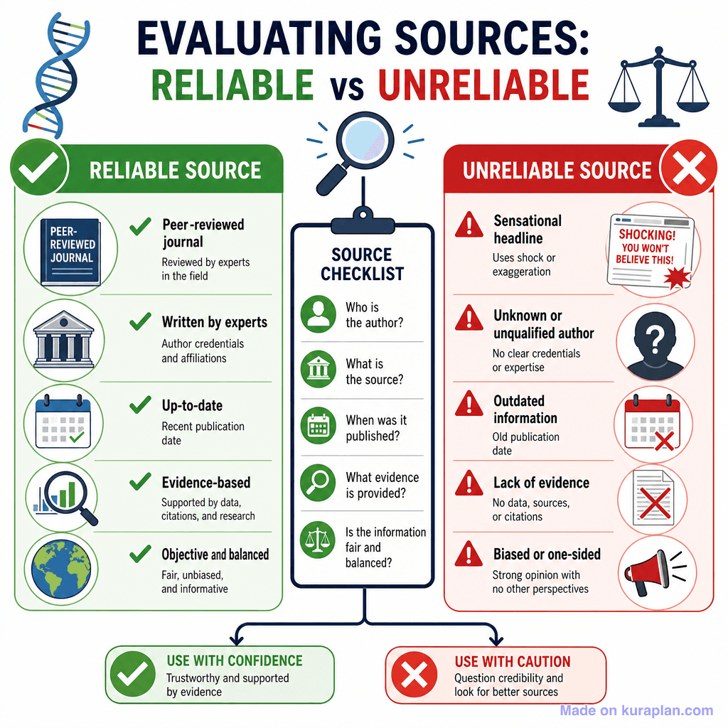Evaluating Sources: Reliable vs Unreliable (detailed)