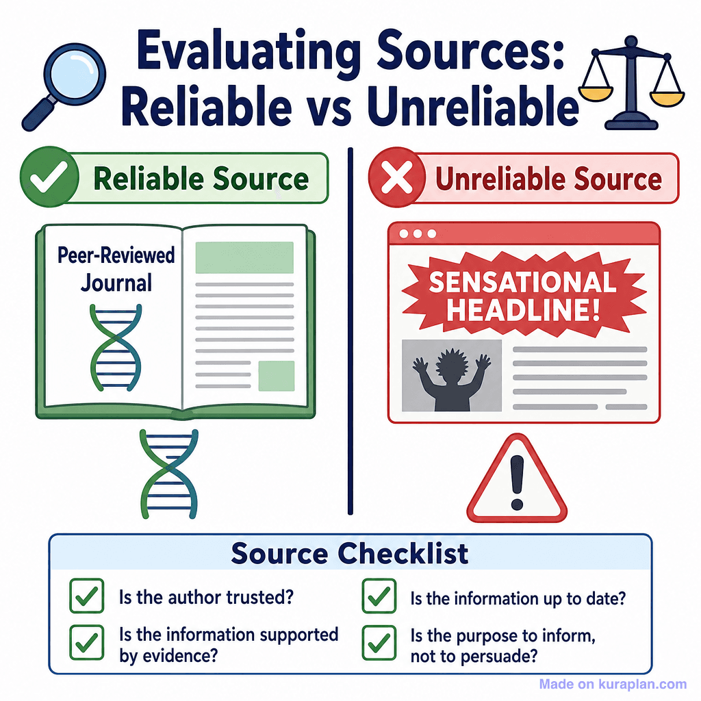 Evaluating Sources: Reliable vs Unreliable (simple)