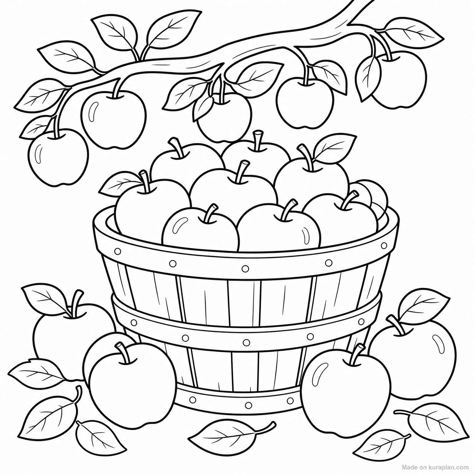Basket of Apples — Coloring Page