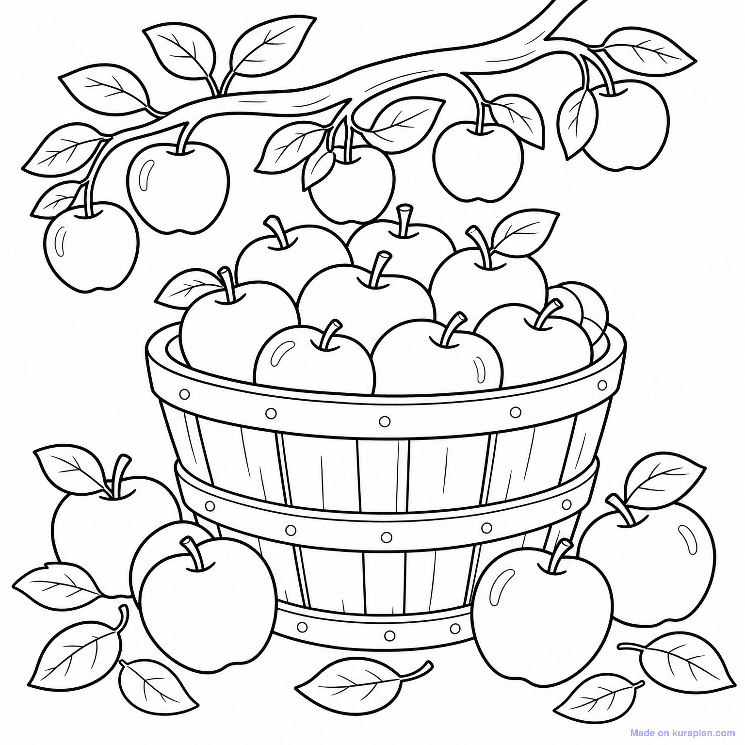 Basket of Apples — Coloring Page