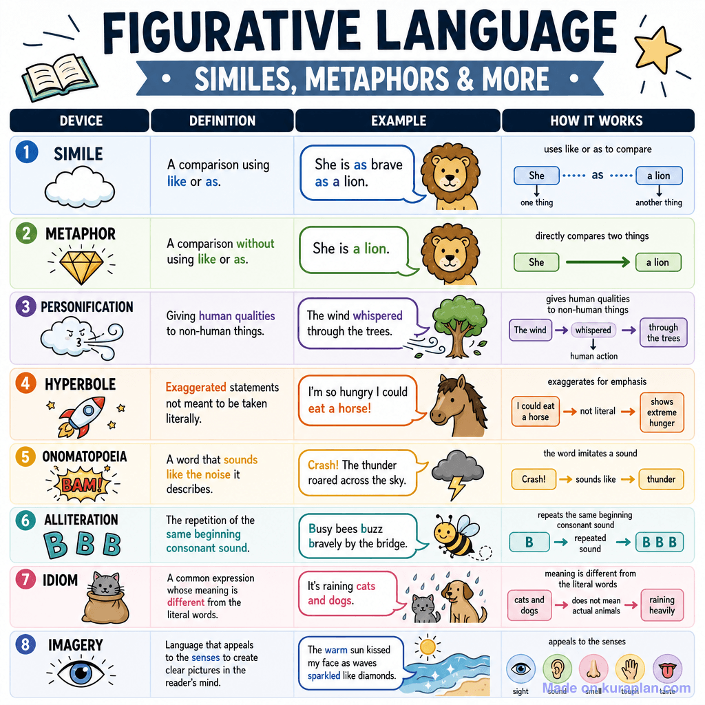 Figurative Language: Similes, Metaphors & More (detailed)