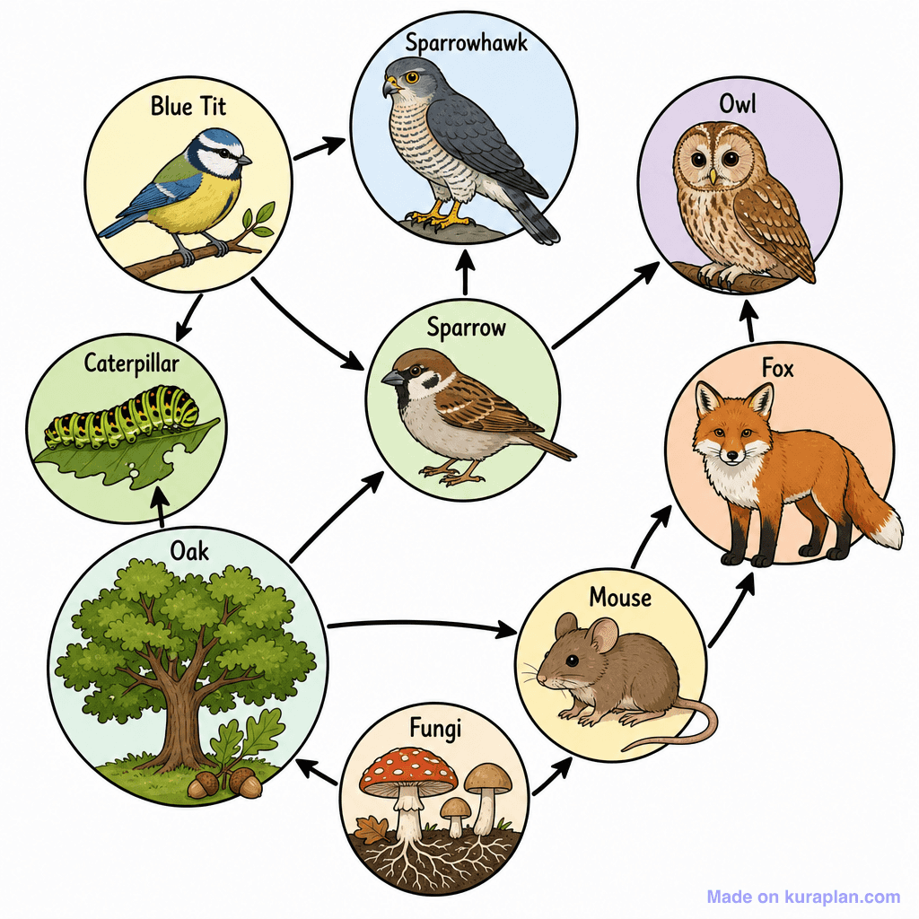 Food Web Diagram — Woodland Habitat
