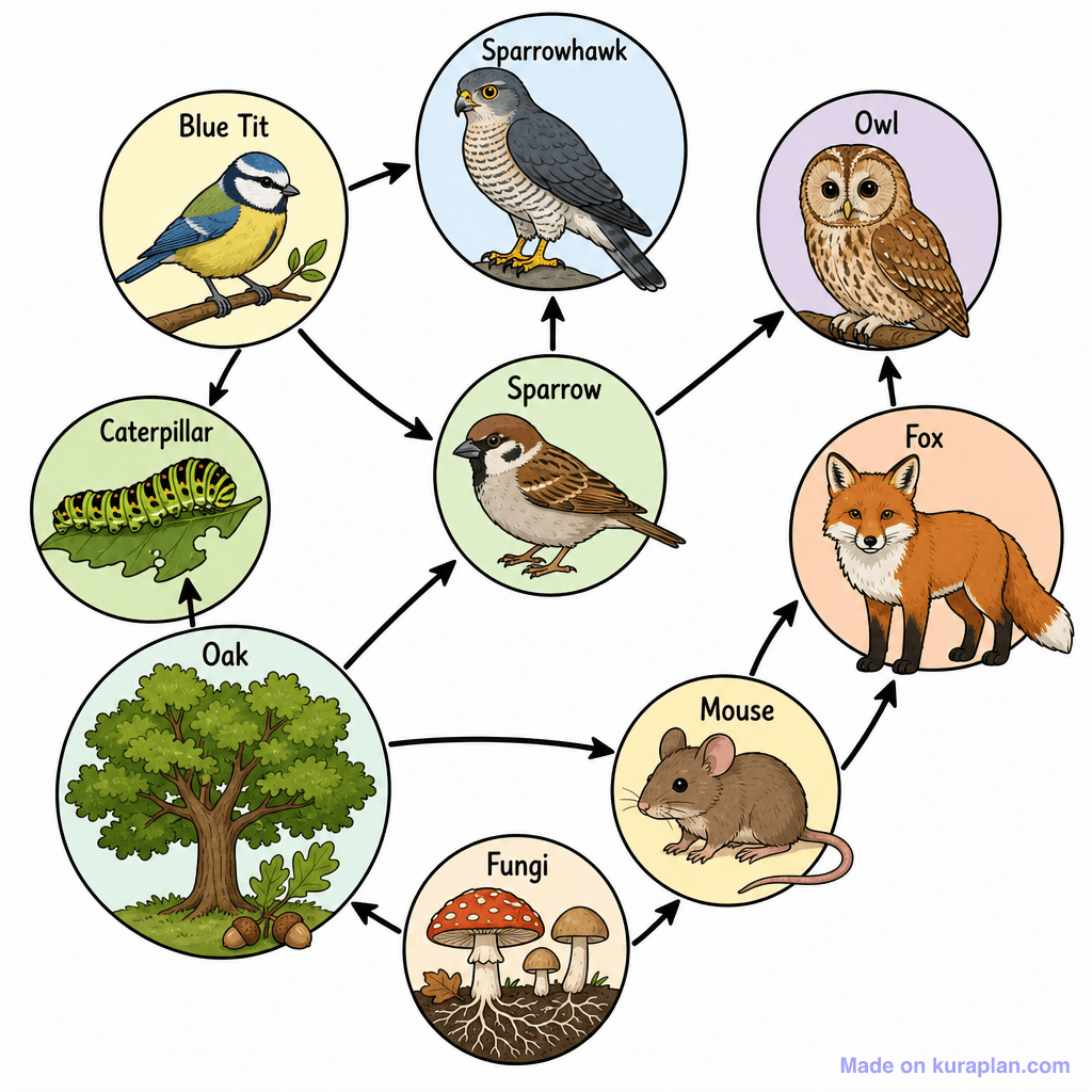Food Web Diagram — Woodland Habitat