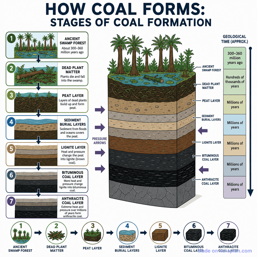 How Coal Forms: Stages of Coal Formation (detailed)