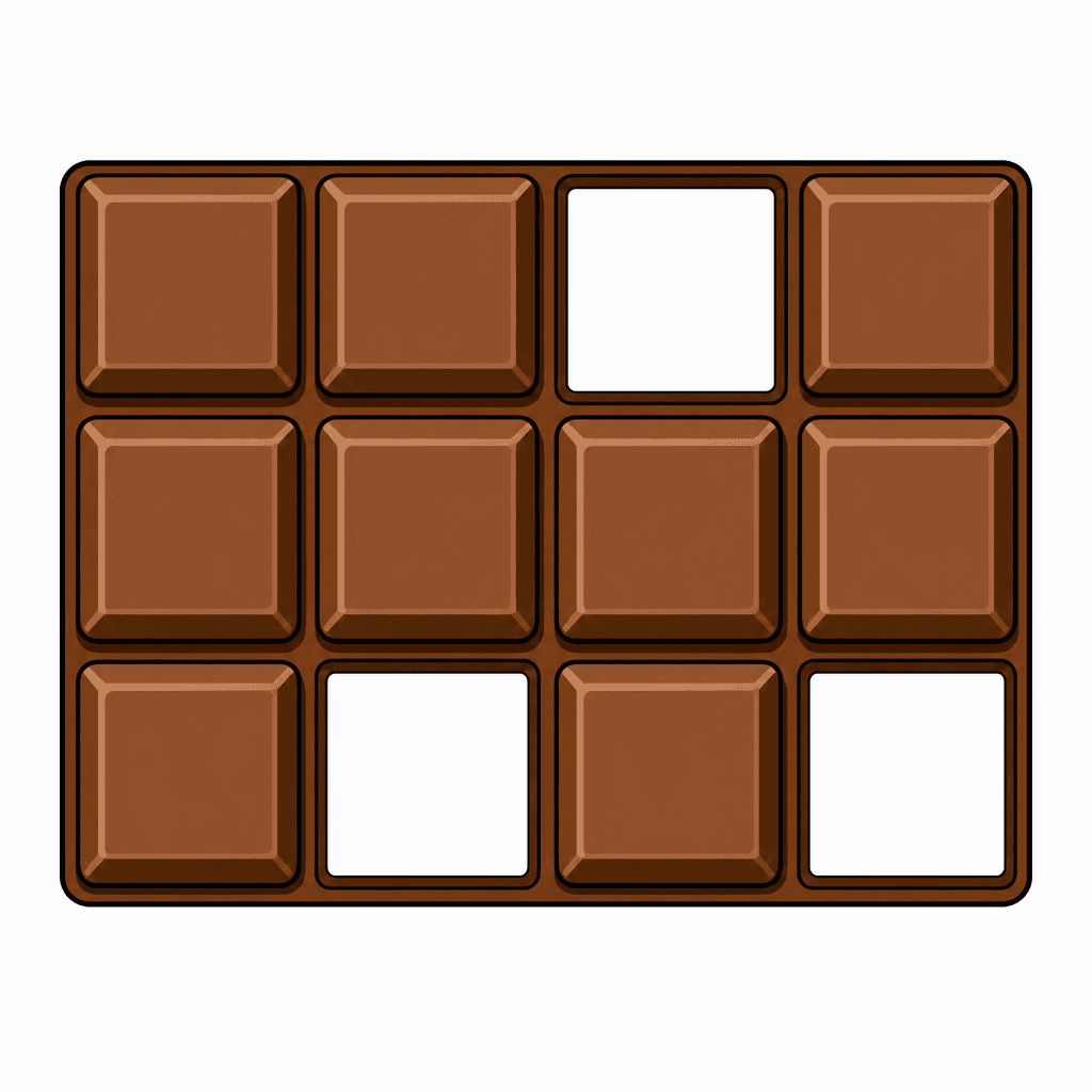 Chocolate Bar Fraction: 3 of 12 Missing