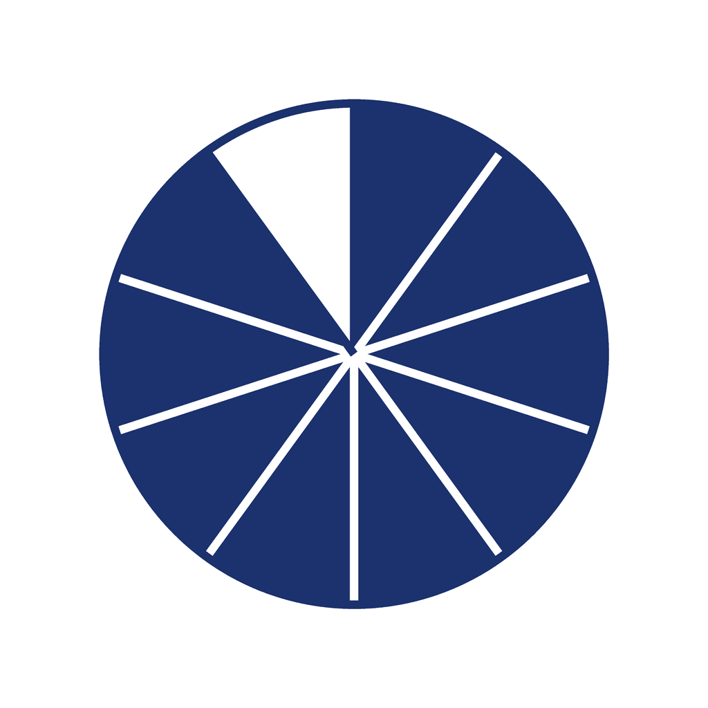Fraction Circle — 9/10 (nine tenths)
