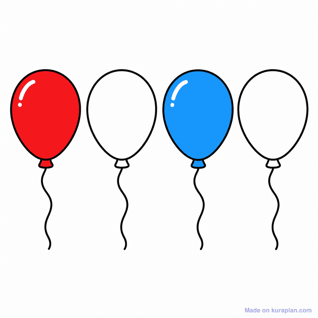 Fraction Set: 2 of 4 Balloons