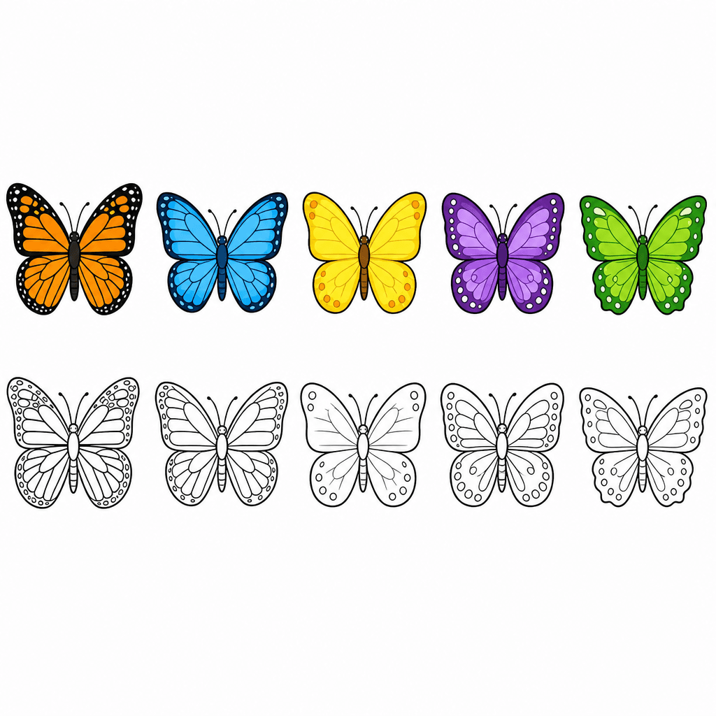 Fraction Set: 5 of 9 Butterflies