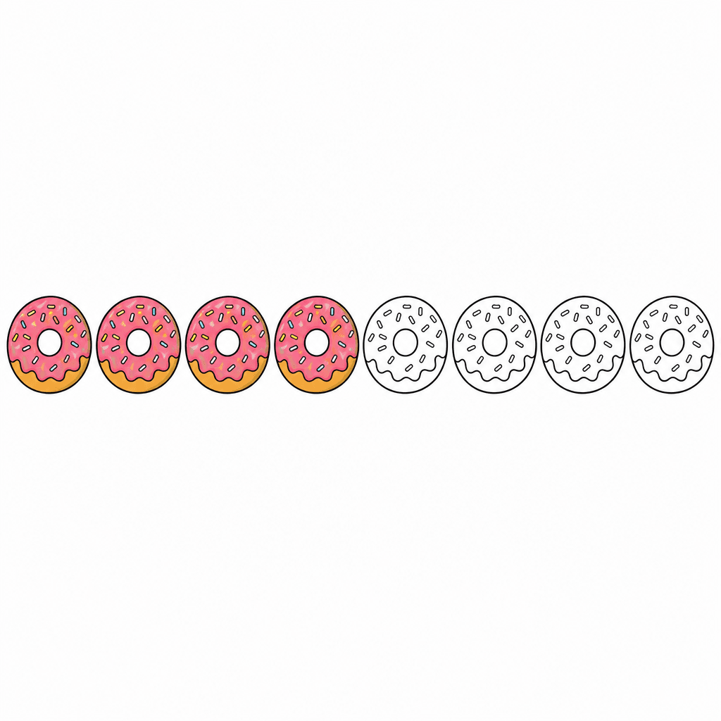 Fraction Set: 4 of 8 Donuts