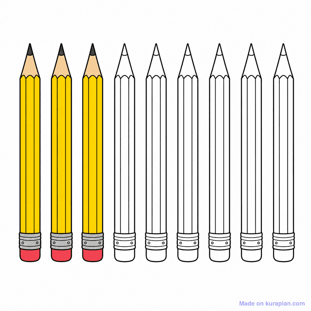 Fraction Set: 3 of 9 Pencils