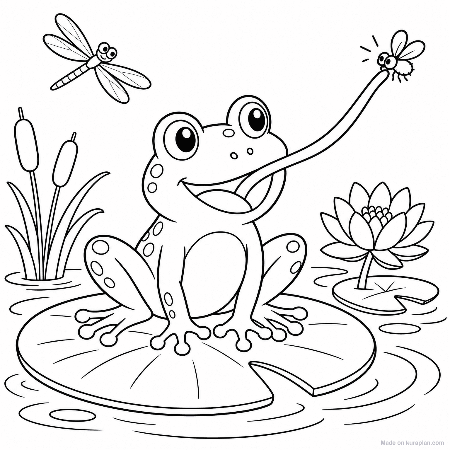 Frog on Lily Pad — Coloring Page