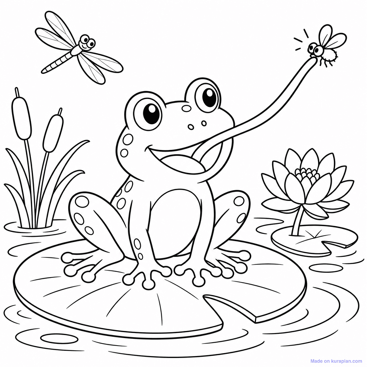 Frog on Lily Pad — Coloring Page