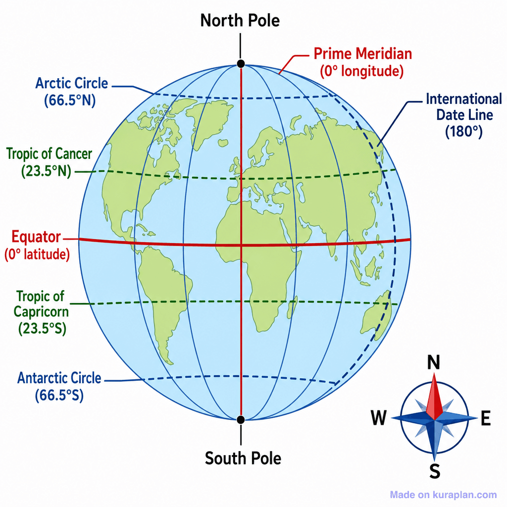 Globe — Latitude and Longitude (simple)