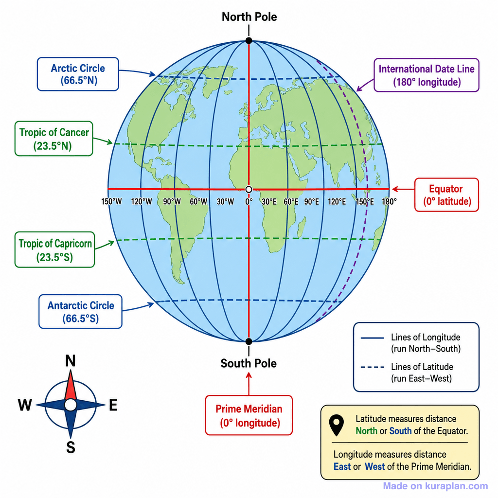 Globe — Latitude and Longitude (detailed)