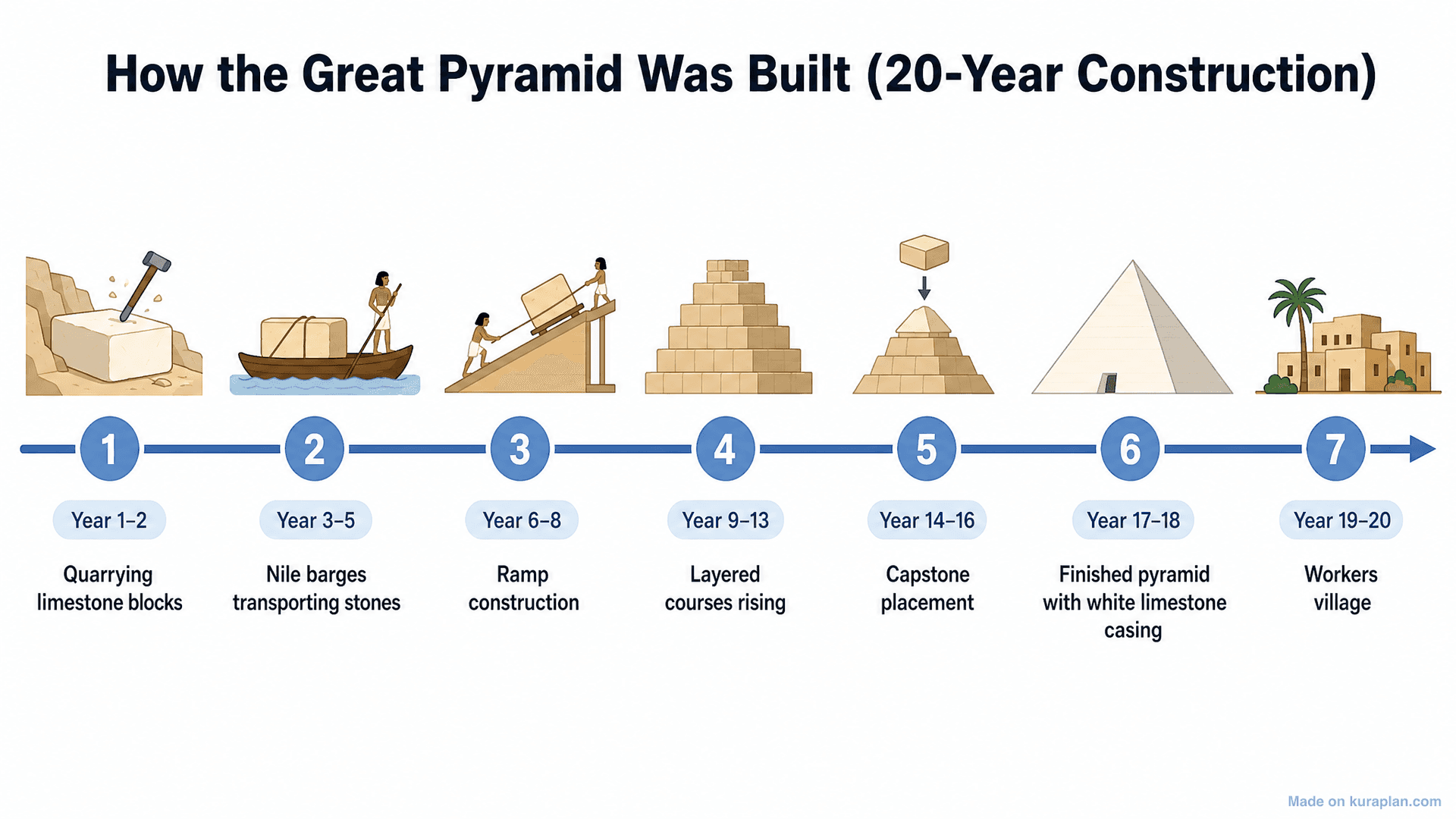 How the Great Pyramid Was Built (20-Year Construction) Timeline