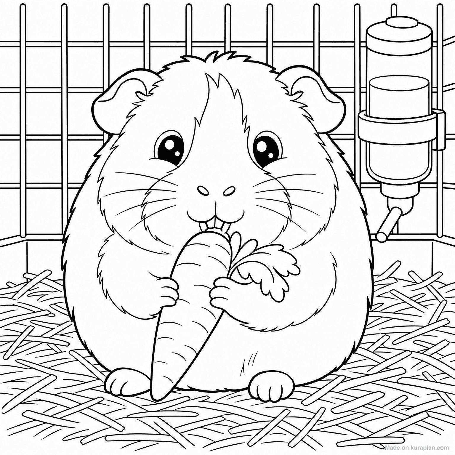 Guinea Pig with Carrot — Coloring Page