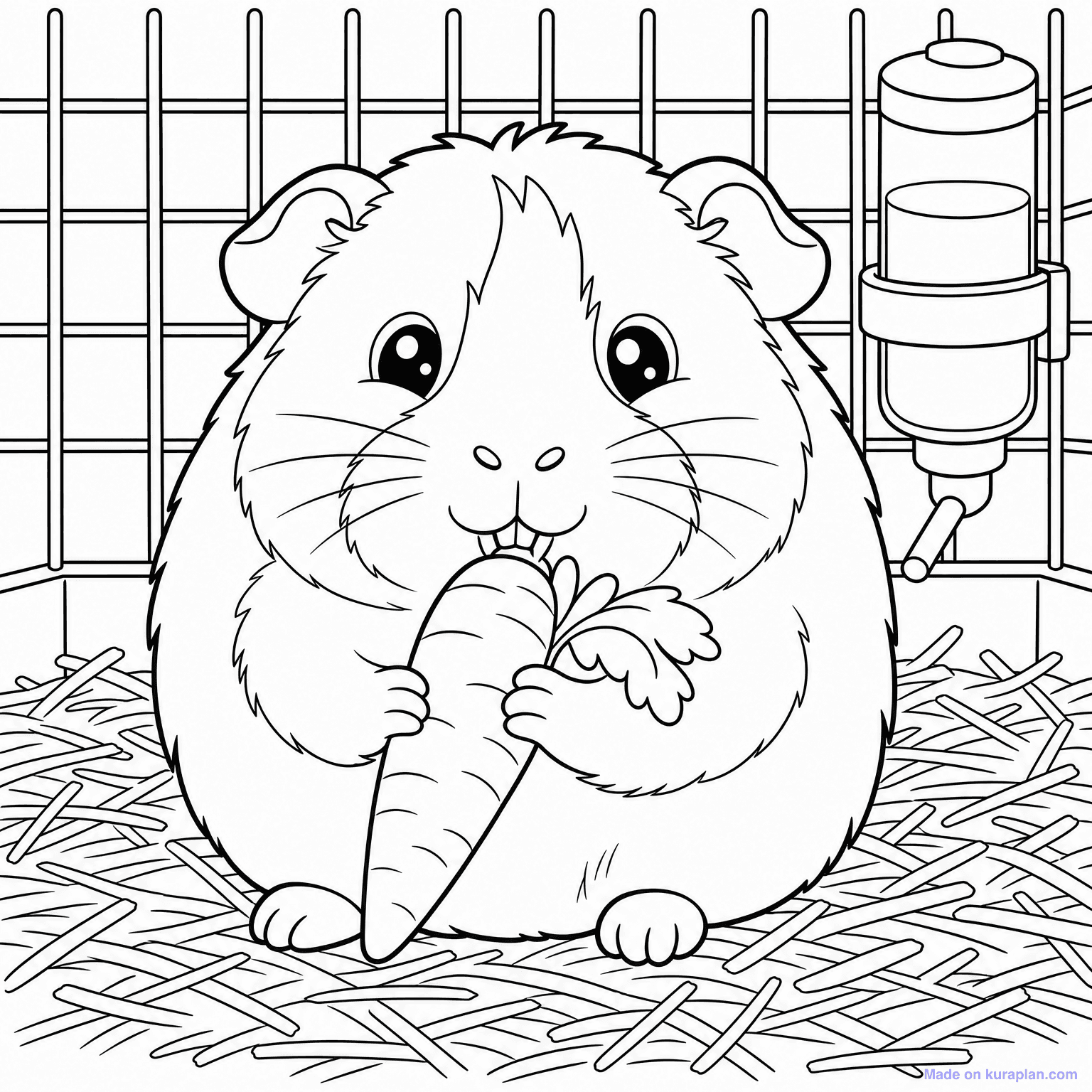 Guinea Pig with Carrot — Coloring Page