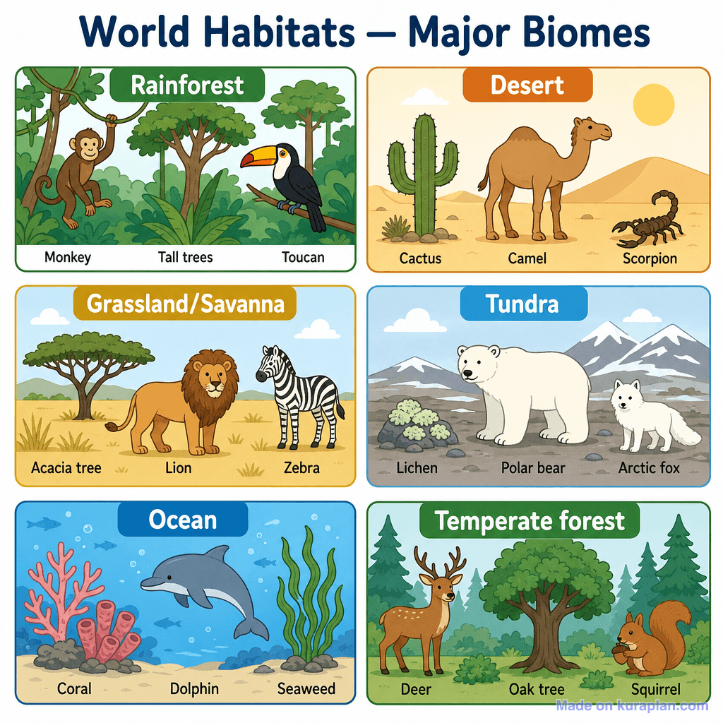 World Habitats — Major Biomes (simple)