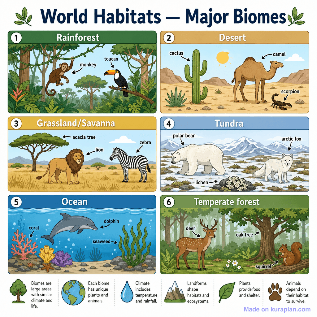 World Habitats — Major Biomes (detailed)