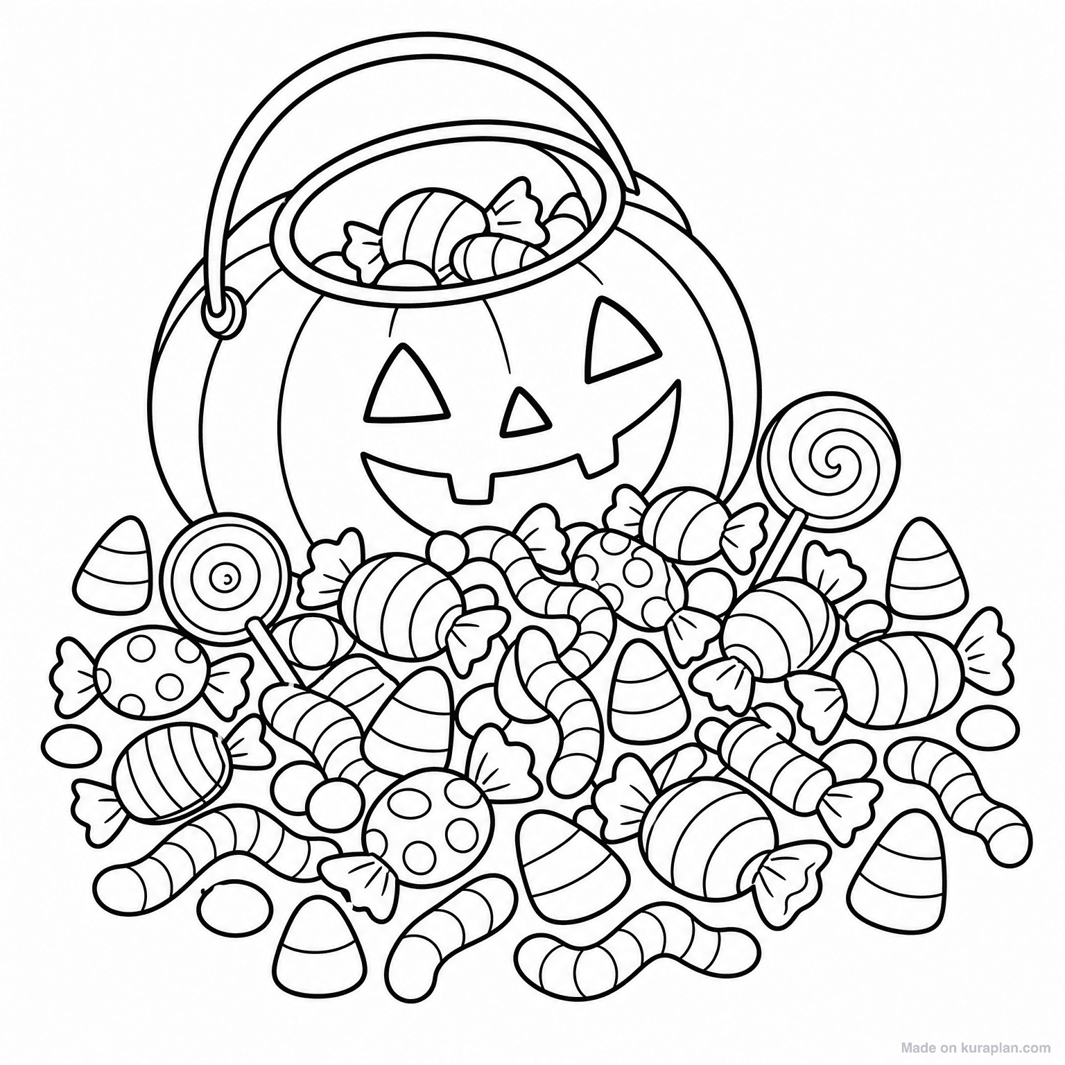Halloween Candy Pile — Coloring Page