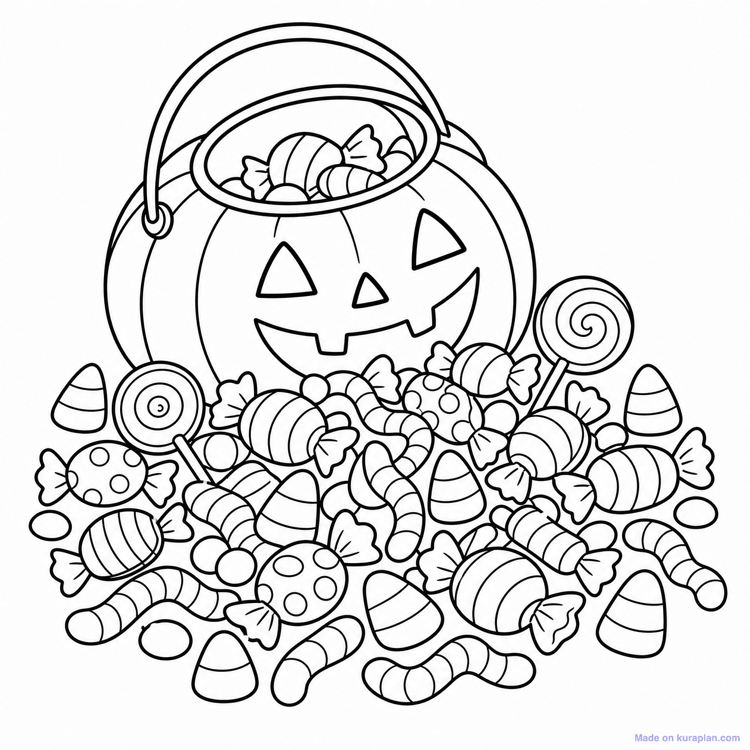 Halloween Candy Pile — Coloring Page
