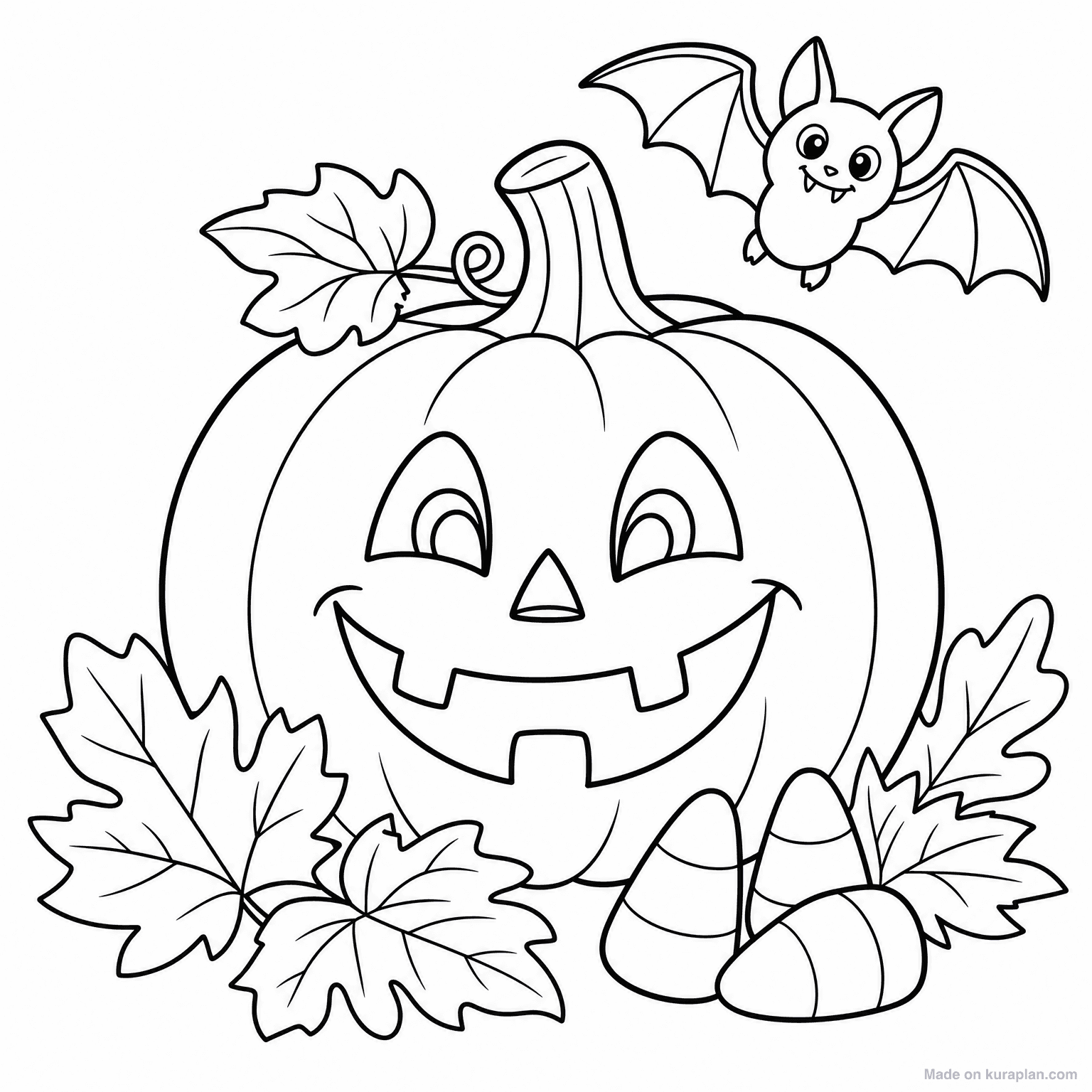 Friendly Jack-O-Lantern Pumpkin — Coloring Page