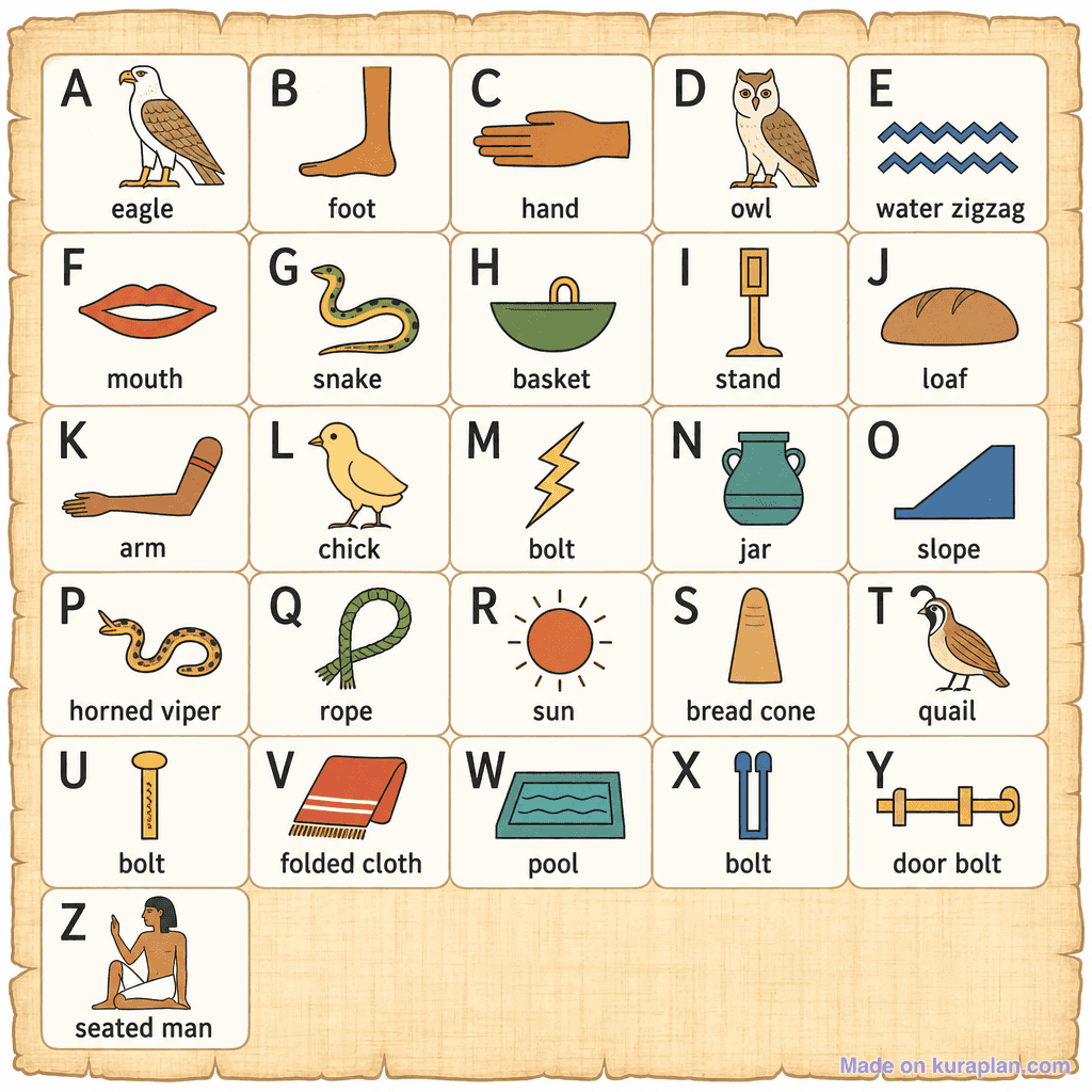 Egyptian Hieroglyphic Alphabet (simple)